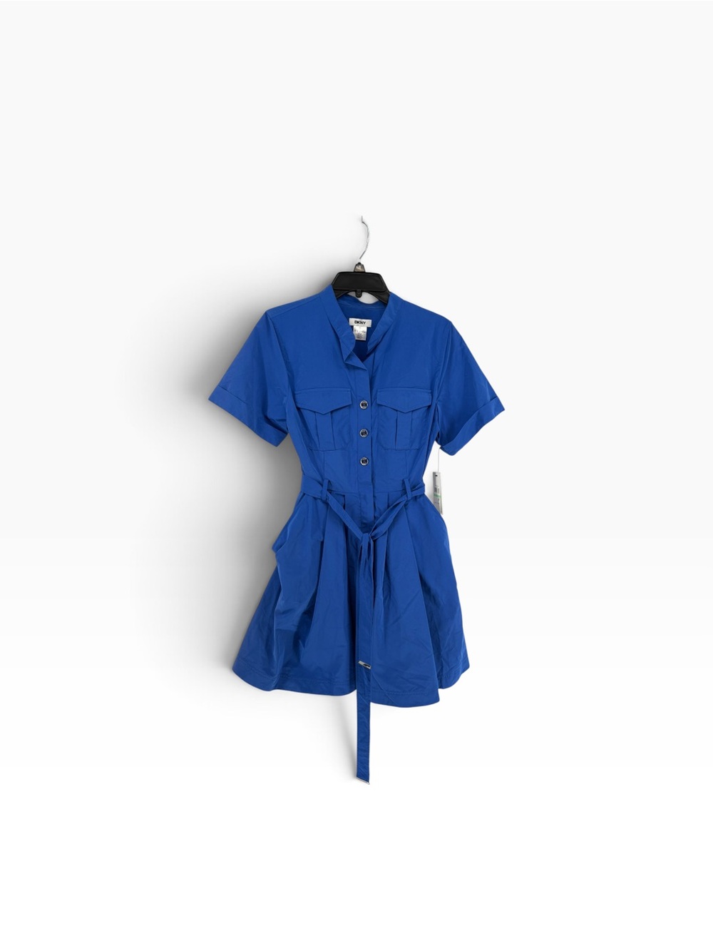 New DKNY Blue Short-Sleeve Shirtwaist Dress with Tie Belt retail $129 size 8 - Picture 2 of 6